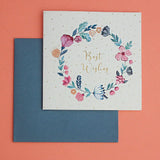 Floral Wreath Best Wishes Greeting Card - The Wishing Chair