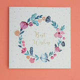 Floral Wreath Best Wishes Greeting Card - The Wishing Chair