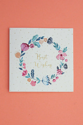 Floral Wreath Best Wishes Greeting Card - The Wishing Chair