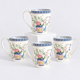Botanical Mosaic Ceramic Mugs - Set of 4