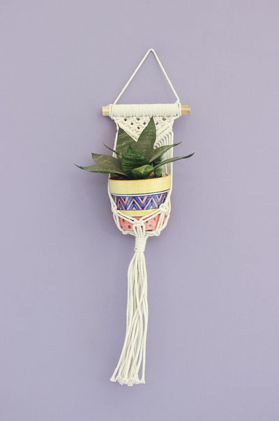 Glow Green Macrame Knotted Planter Hanging - The Wishing Chair