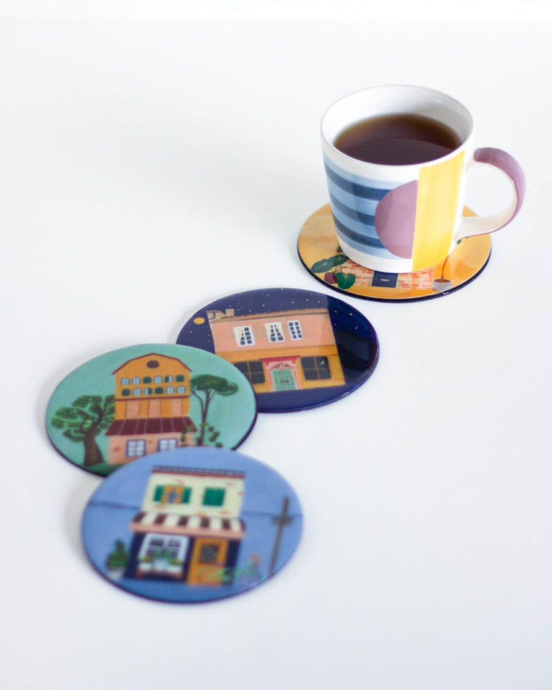 High Street Metal Coasters - Set of 4