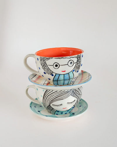 His and Her Morning Teacups and Saucers - The Wishing Chair