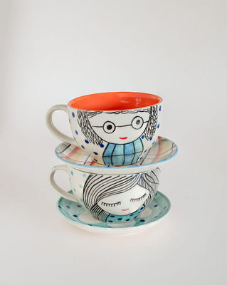 His and Her Morning Teacups and Saucers - The Wishing Chair