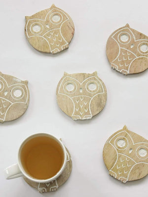 Hoot Wooden Coaster - Set Of 6 - The Wishing Chair