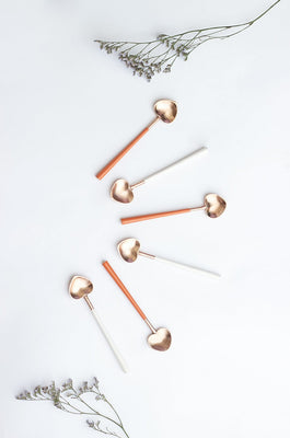 Little Hearts Dessert Spoons With Enamel Handle Set of 6 - The Wishing Chair