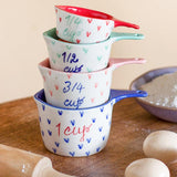 Little Hearts  Measuring Cups -set Of 4 - Handpainted Stoneware - The Wishing Chair