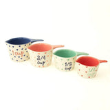 Little Hearts  Measuring Cups -set Of 4 - Handpainted Stoneware - The Wishing Chair