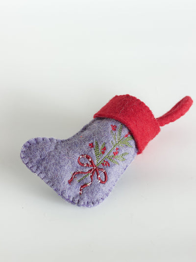 Holly Bouquet Felt Stocking Xmas Ornament