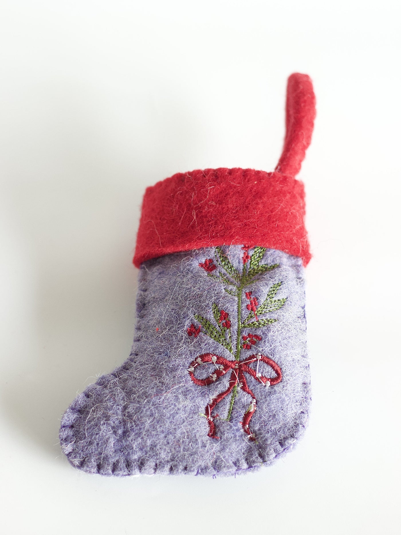 Holly Bouquet Felt Stocking Xmas Ornament
