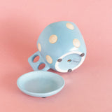 Madhatter Polka Dot Teacup Planter- Blue - The Wishing Chair