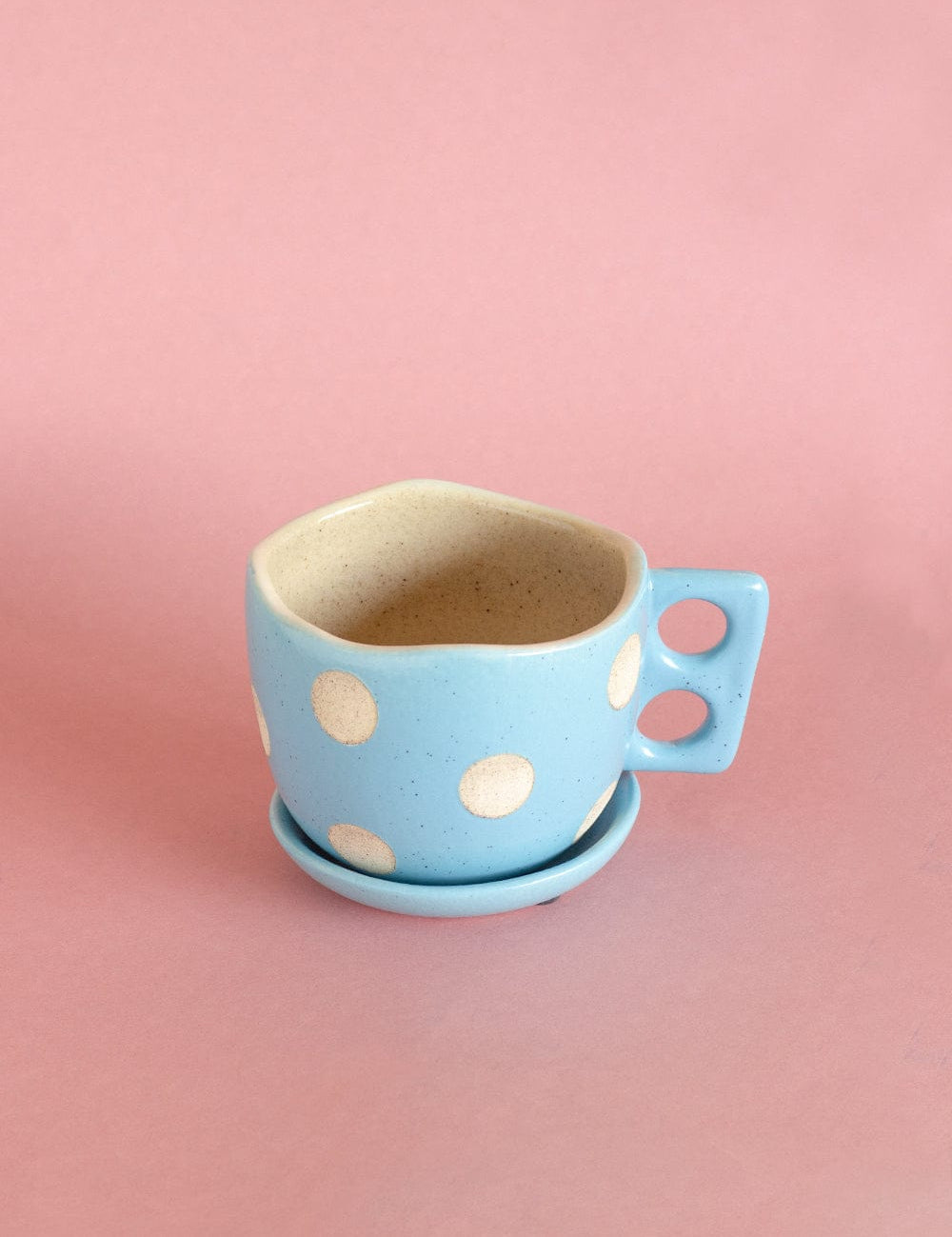 Madhatter Polka Dot Teacup Planter- Blue - The Wishing Chair