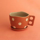 Madhatter Polka Dot Teacup Planter- Rust - The Wishing Chair