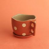 Madhatter Polka Dot Teacup Planter- Rust - The Wishing Chair