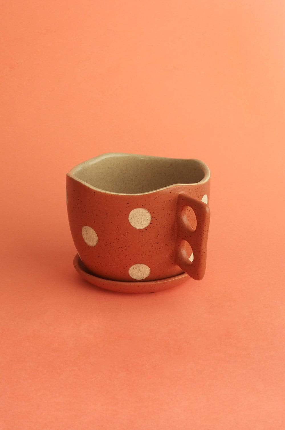 Madhatter Polka Dot Teacup Planter- Rust - The Wishing Chair