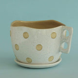 Madhatter Polka Dot Teacup White Planter - The Wishing Chair