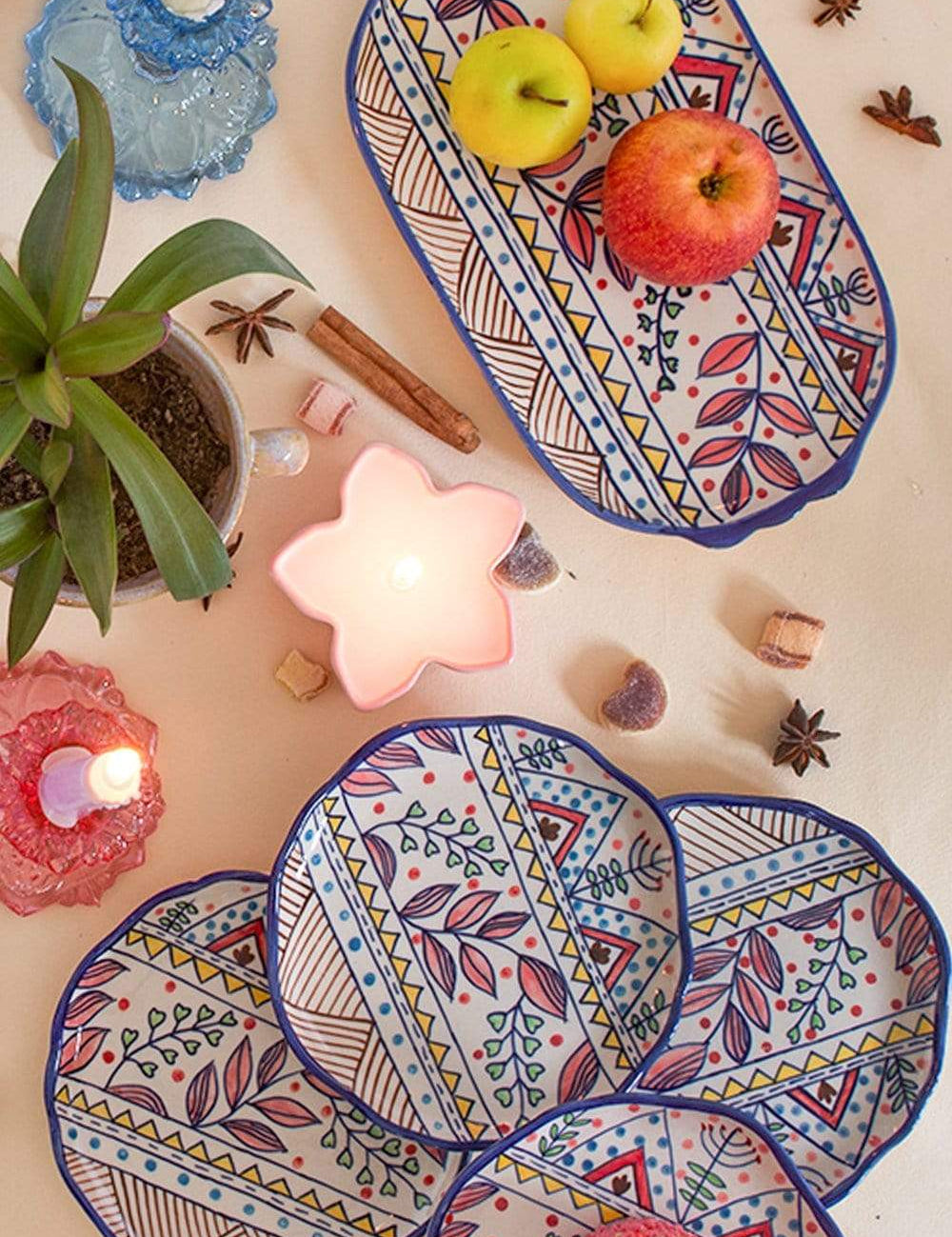 Magnolia Sky Handpainted Dessert Plates - Set Of 4 - The Wishing Chair