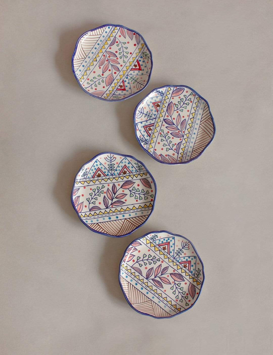 Magnolia Sky Handpainted Dessert Plates - Set Of 4 - The Wishing Chair