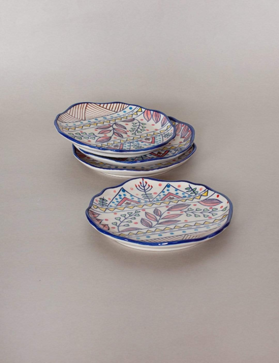 Magnolia Sky Handpainted Dessert Plates - Set Of 4 - The Wishing Chair