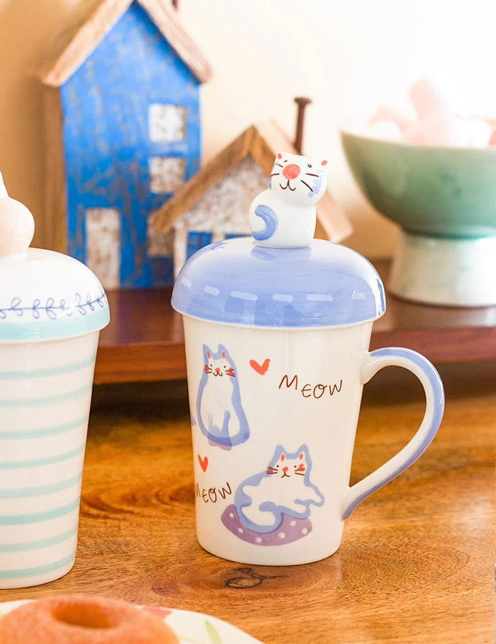 Meow Handpainted Mug with Lid - The Wishing Chair