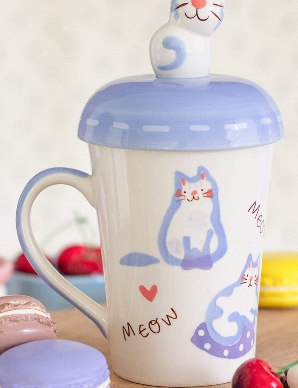 Meow Handpainted Mug with Lid - The Wishing Chair