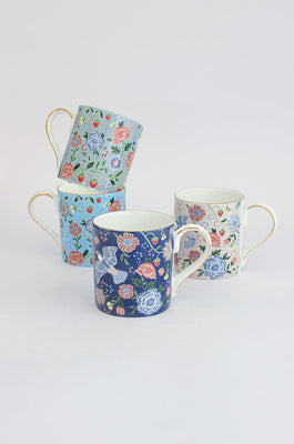 Midsummer Fine China Tea Mugs - Set of 4 - The Wishing Chair