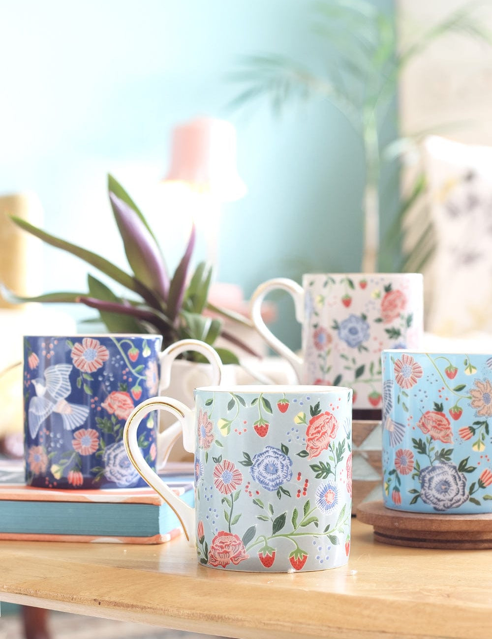 Midsummer Fine China Tea Mugs - Set of 4 - The Wishing Chair