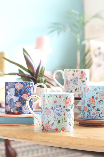 Midsummer Fine China Tea Mugs - Set of 4 - The Wishing Chair