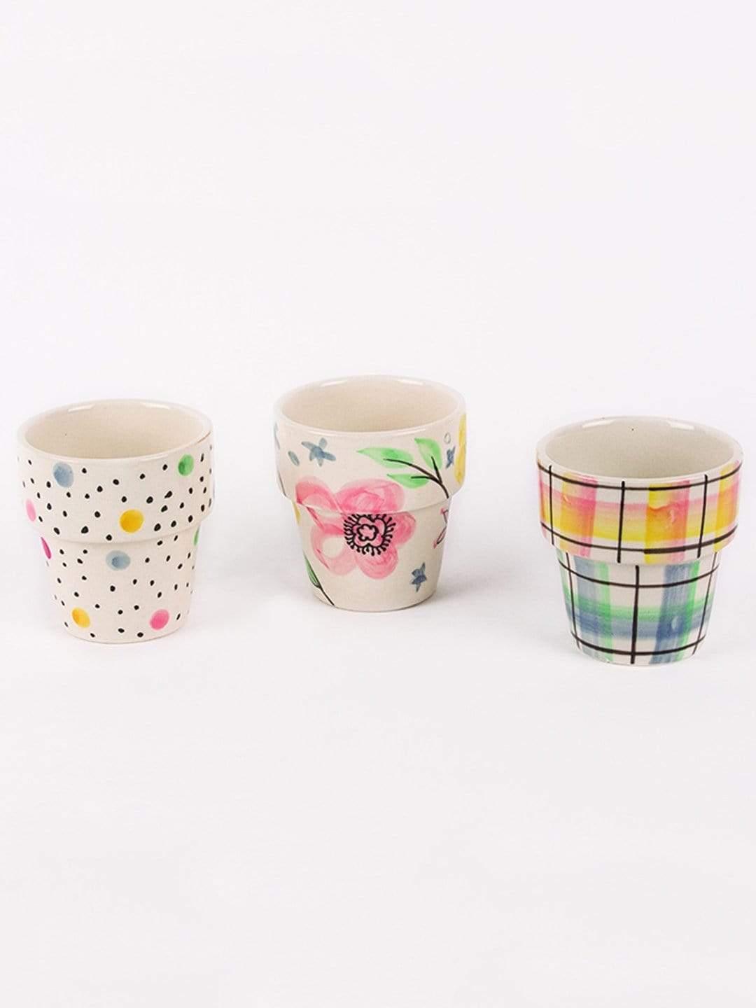 Miss Sunshine Planters With Wooden Tray -set Of 3 - The Wishing Chair