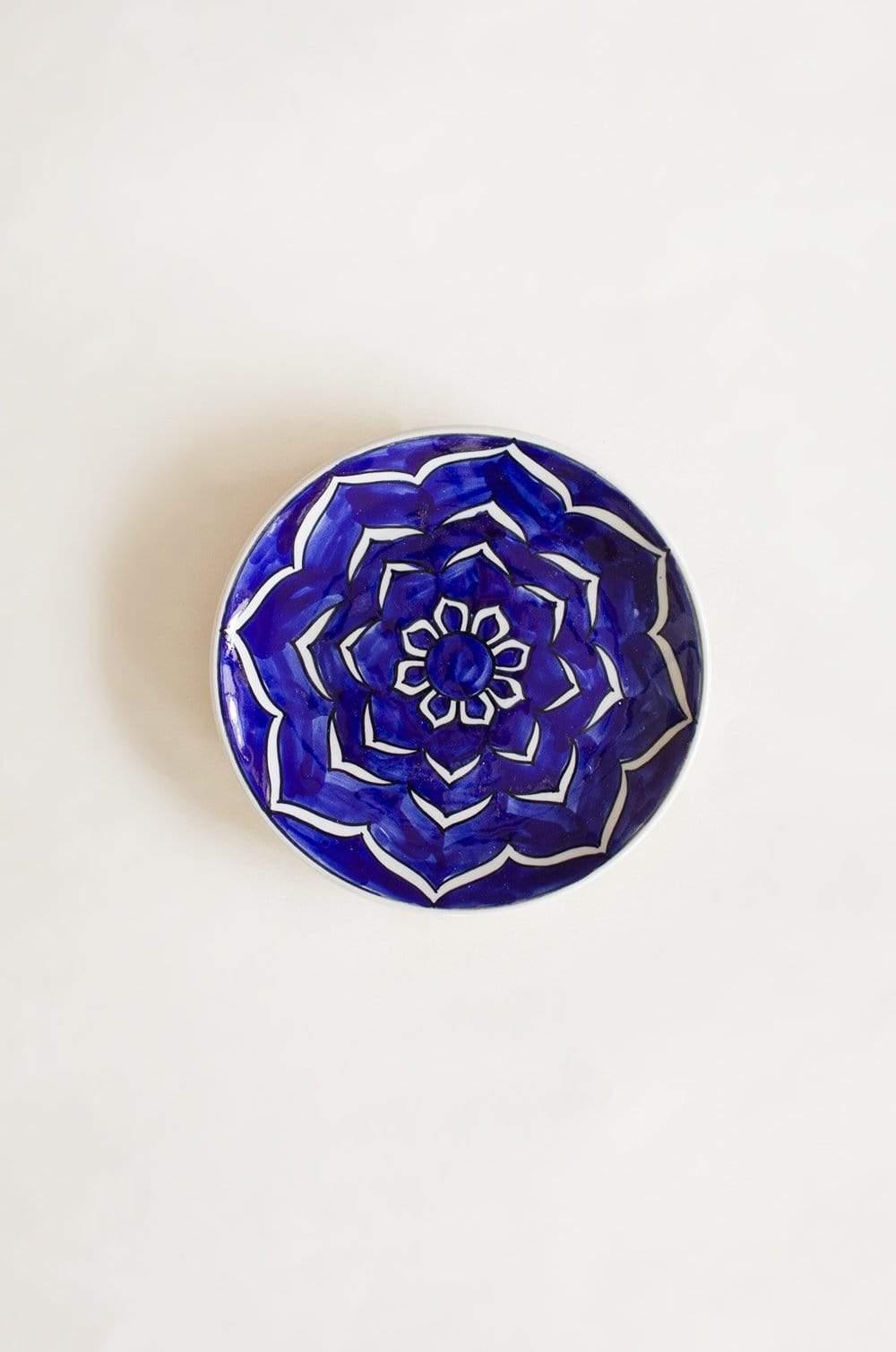 Mood Indigo Handpainted Stoneware Wall Plate / 7 Inches - The Wishing Chair