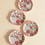 Poppy Petals Handpainted Dessert Plates - Set Of 4 - The Wishing Chair