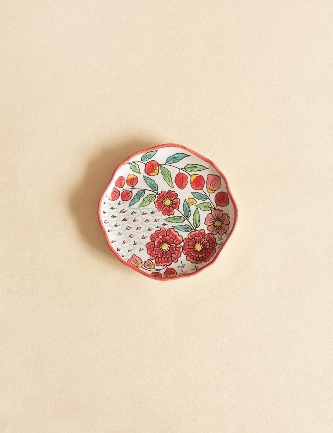 Poppy Petals Handpainted Dessert Plates - Set Of 4 - The Wishing Chair