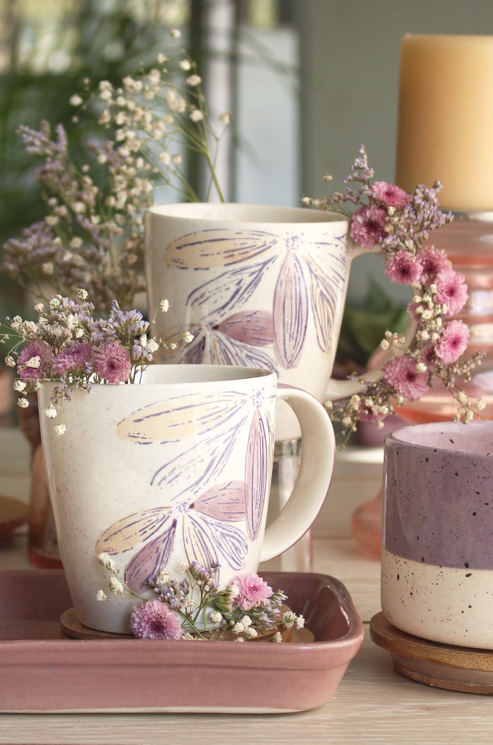 Purplicious Handpainted Ceramic Mugs - Set of 2 - The Wishing Chair