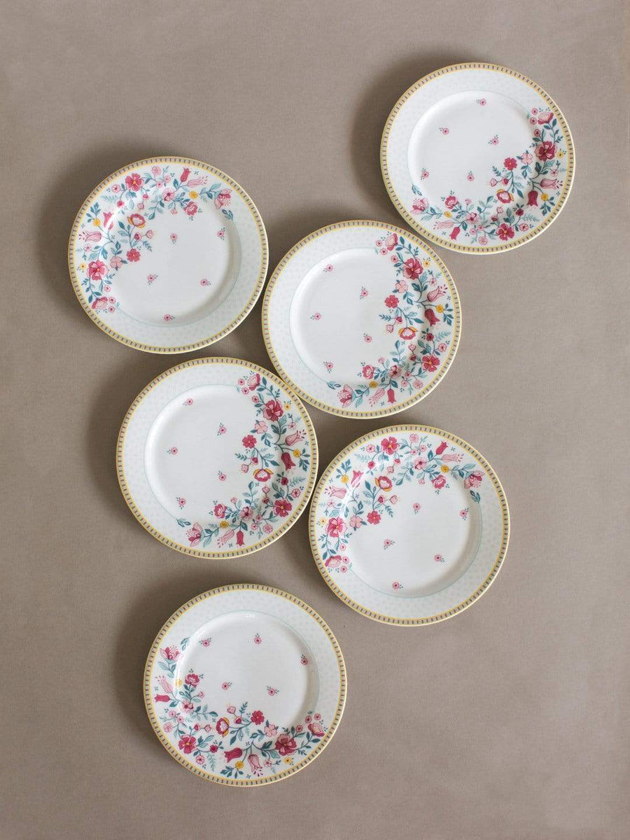 Raindrops And Roses Dessert Plate -set Of 6 - The Wishing Chair