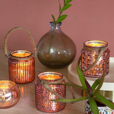 Sparkles Glass Votives with Jute Rope - Set of 3 - The Wishing Chair