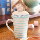 Striped Pig Handpainted Mug with Lid - The Wishing Chair