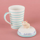 Striped Pig Handpainted Mug with Lid - The Wishing Chair
