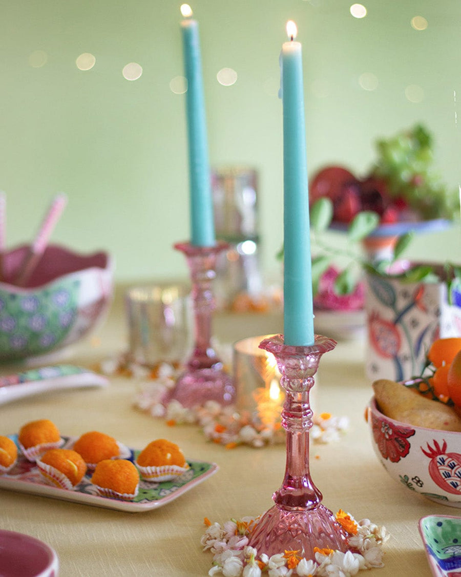 Vintage Recyled Glass Candle Holders - Tall - Set Of 2 - The Wishing Chair