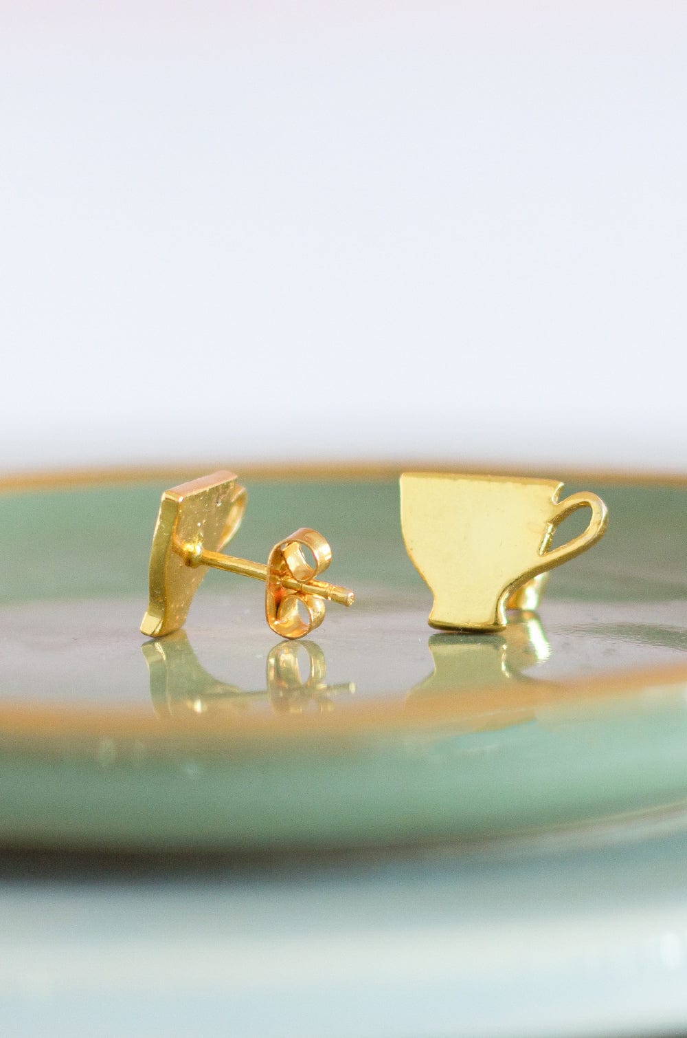 Alice's Tea Party Gold Plated Studs-Tea cup