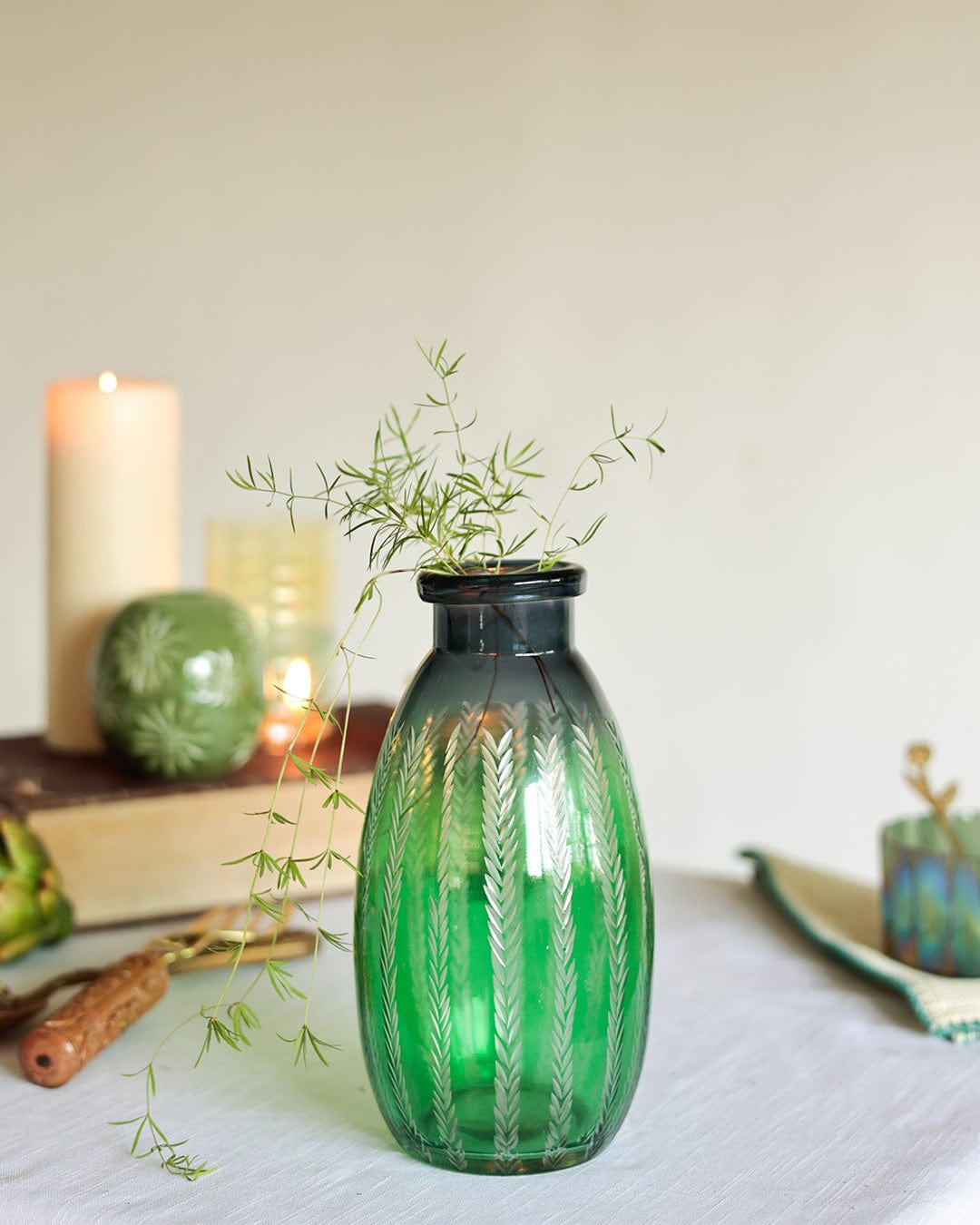 Aza Etched Glass Vase