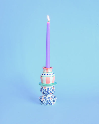 Azure Garden Handpainted Candle Holder