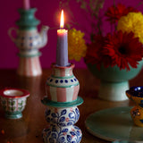 Azure Garden Handpainted Candle Holder