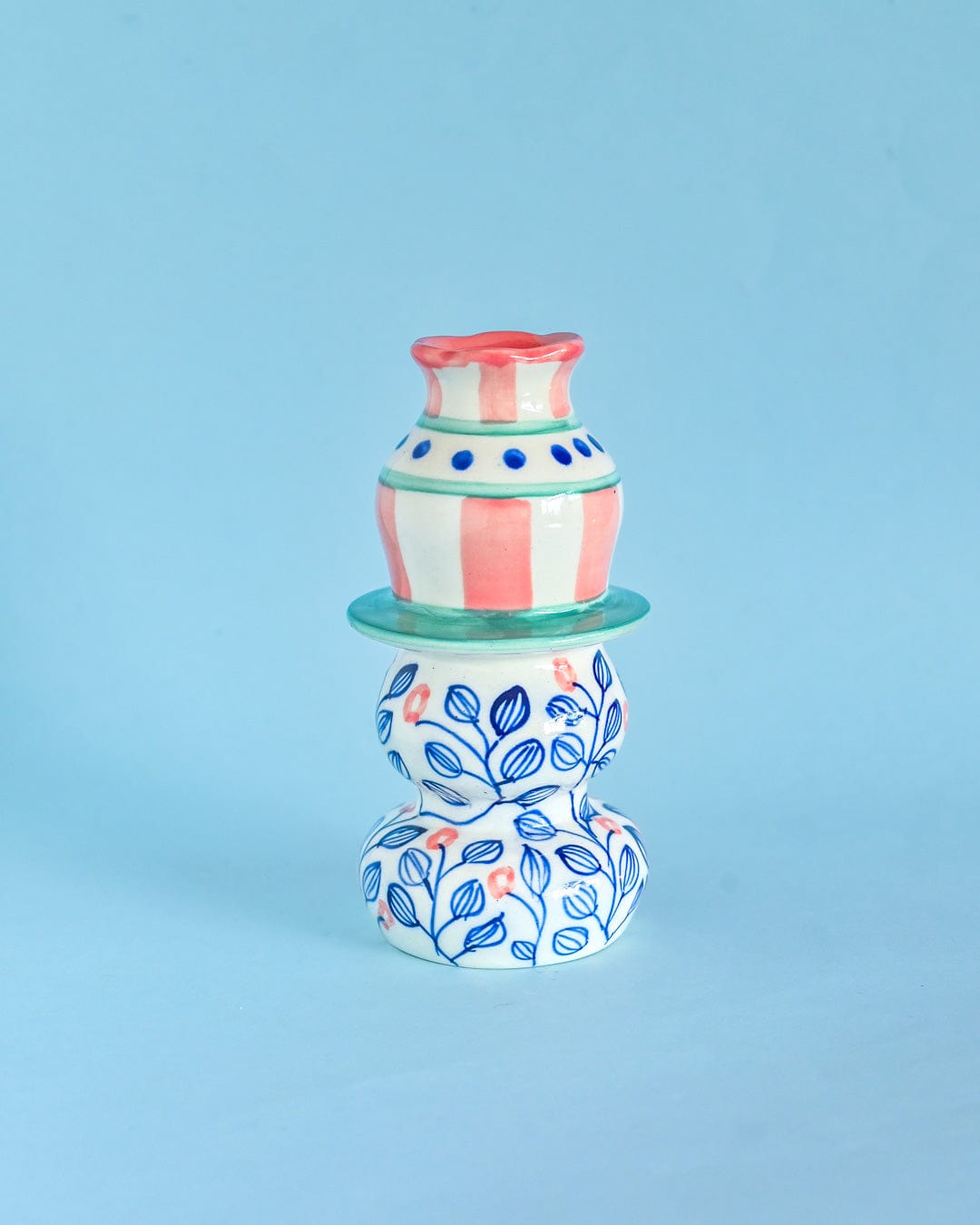 Azure Garden Handpainted Candle Holder