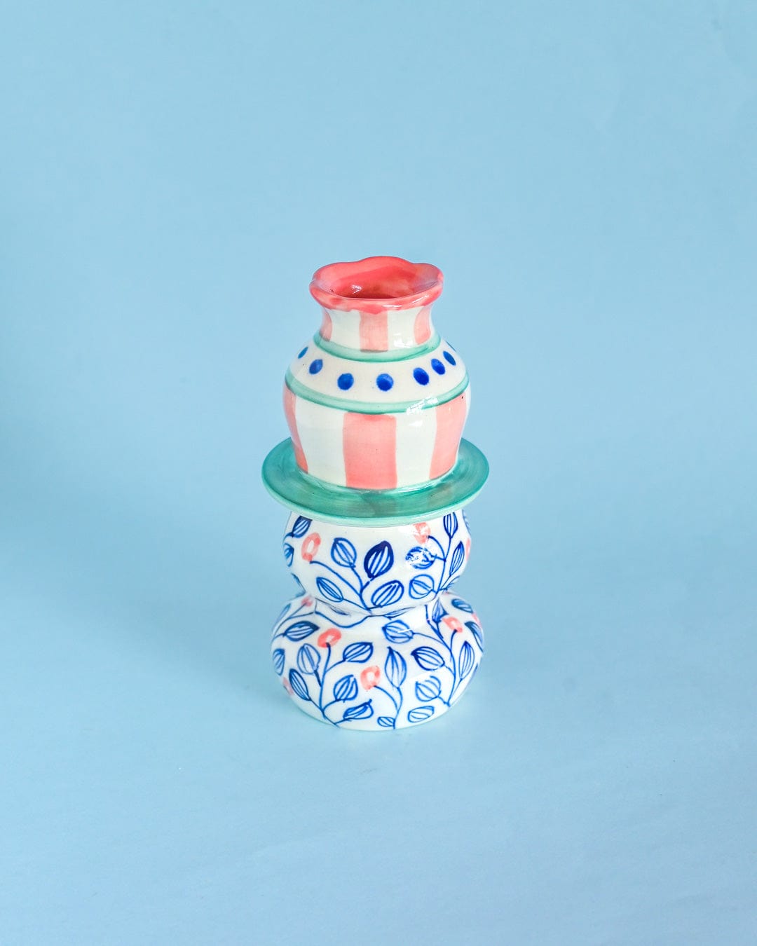 Azure Garden Handpainted Candle Holder