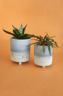 Azure Three Legged Ceramic Planters - Set of 2