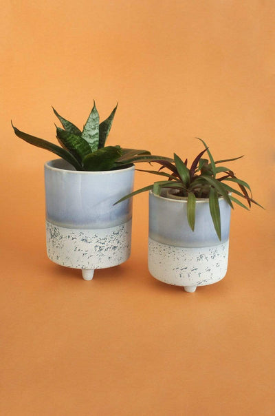 Azure Three Legged Ceramic Planters - Set of 2