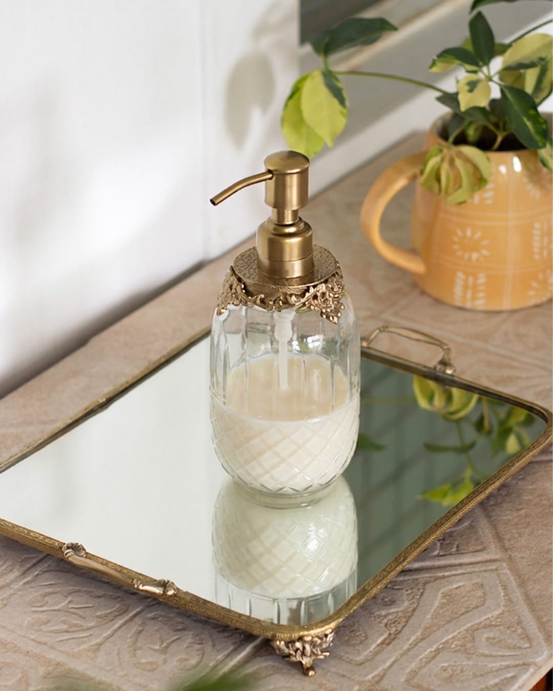 bathware Hearth Brass & Glass Dispenser