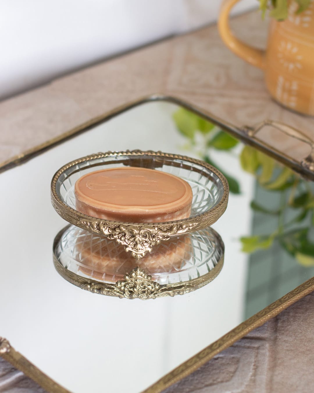 bathware Hearth Brass & Glass Soap Dish