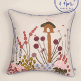Birdie Feeder Embroidered Cushion Cover