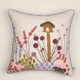 Birdie Feeder Embroidered Cushion Cover